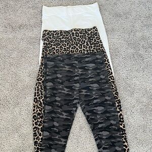 3 set leggings for women | Cheetah, White and Grey Army leggings